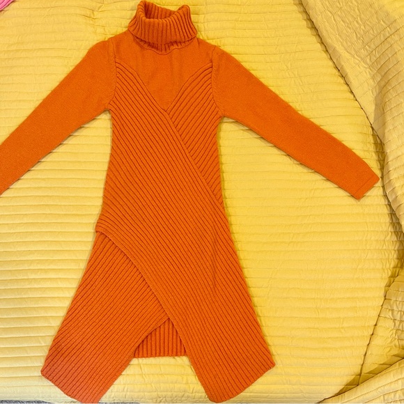 SHEIN Orange Long Sleeve Knit Dress - Picture 5 of 7